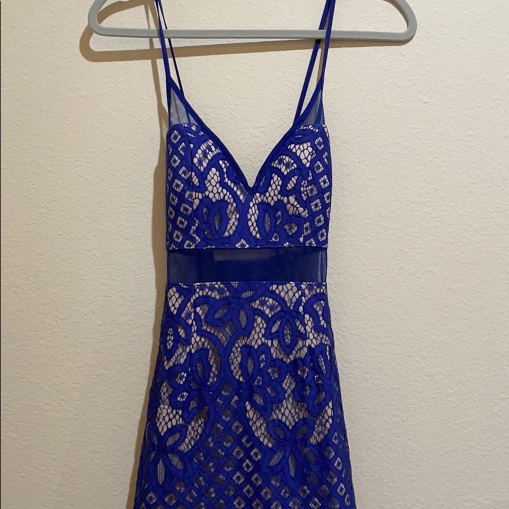 Royal blue mesh maxi dress